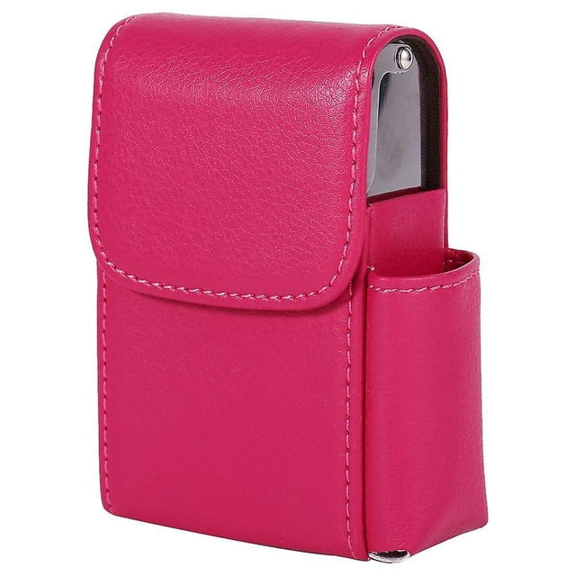 Estuche de cuero sintético rosa para encendedor, porta cigarrillos, billetera unisex, estuche con soporte para encendedor