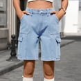 thumbnail image 5 of Shrysg Jean Shorts for Women Trendy Summer High Waisted Denim Cargo Pants Multiple Pockets Work Pants Pocket Jeans Pants Five Pant, 5 of 6