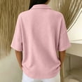 thumbnail image 4 of Women's Waffle Polos Shirts Short Sleeve Henley T Shirt Summer Casual Loose Tops, L, 4 of 4