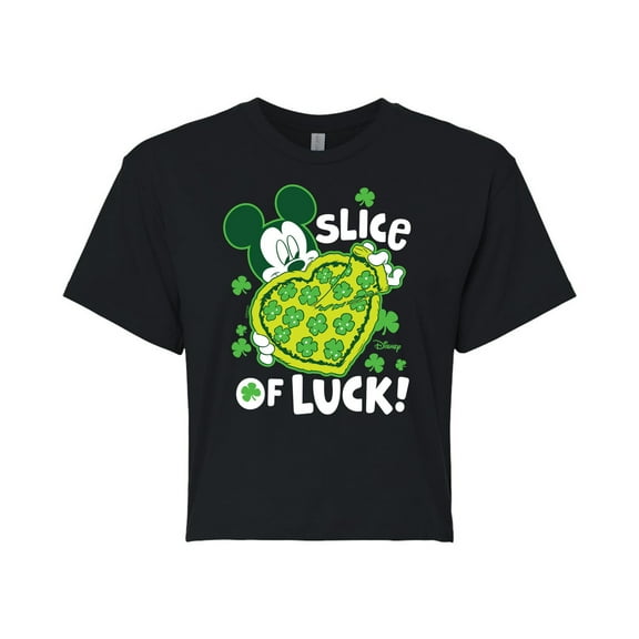 Disney - Slice Of Luck - Juniors Cropped Cotton Blend T-Shirt