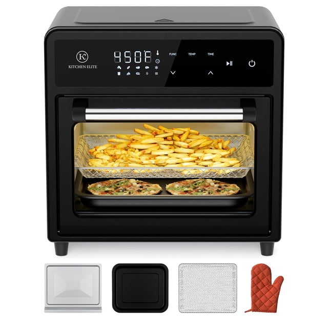 Kitchen Elite Air Fryer Combo de horno tostador, 12.6 QT Airfryer de acero inoxidable 10 en 1, encimera de horno de convección 450 °F, no tóxico para hornear, asar, recalentar, asar, deshidratar con p