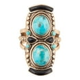 thumbnail image 3 of Double Up Blue Turquoise and Black Onyx Golden Ring, 3 of 5