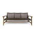 thumbnail image 2 of 3 Seater Outdoor Patio Sofa, Rattan Couch Furniture with Wood Wide Armrests and Deep Seating, 3-Seat Patio Sofa for Porch, Backyard, Pool, Sunroom, Poolside (Natural), 2 of 9