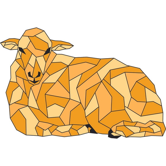 Kids Room Family Room Sheep Mosaic Design Adhesive Vinyl Wall Decal - Stained Glass Animal Static Cling Window Decoration - Multicolored Home Window Mural Waterproof Vinyl Sticker 7" x 10"