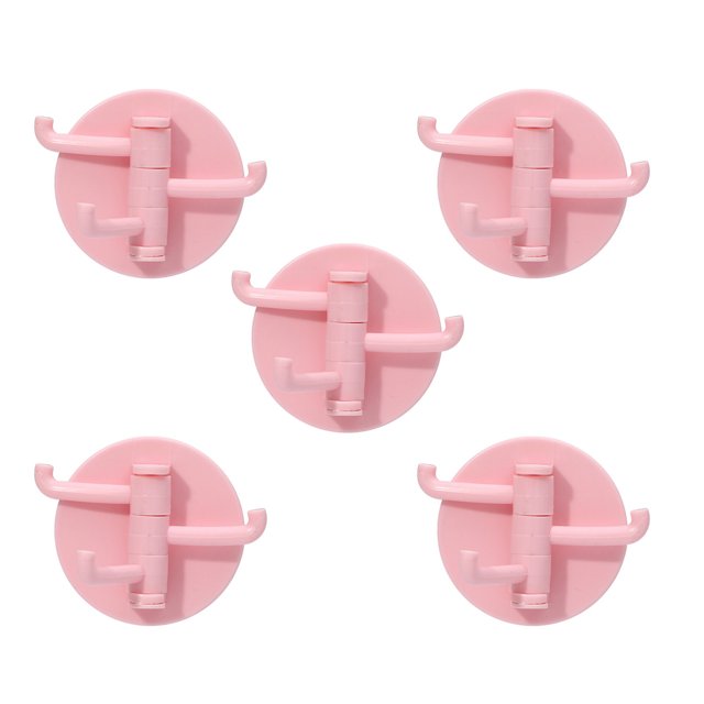 CSChome Hanger Hook 5Pcs Hanging Hook 180 Degree Rotatable Self Adhesive Punch free Space saving Easy Access Door Hook