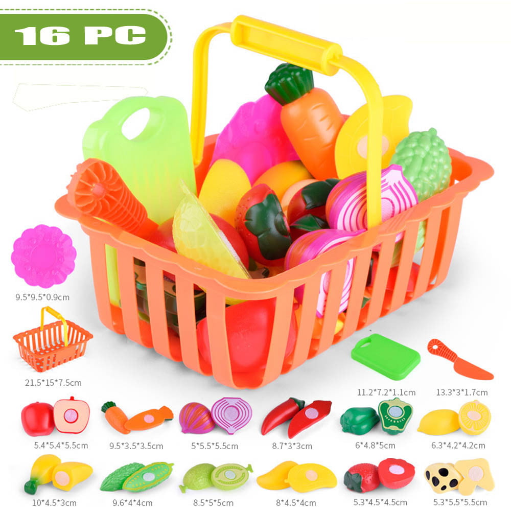 Child Plastic Cutting Set Pretend Role Play Kitchen Fruit Vegetable Food Toy 8C 