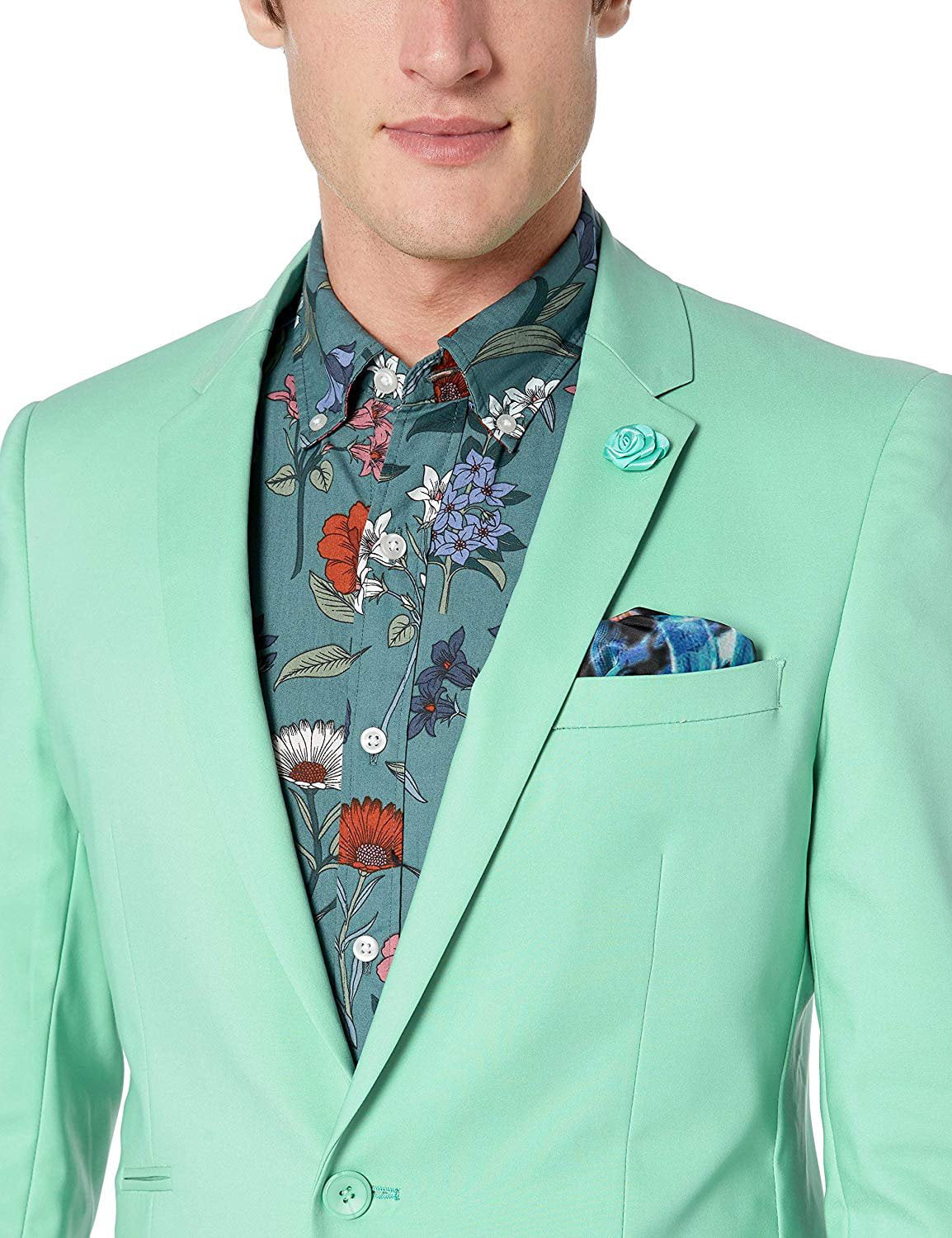 Azaro Uomo Men's Dress Party Prom Blazer Suit Jacket Casual Slim Fit Floral  Blazer, Silver ice, X-Small at  Men's Clothing store