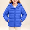 thumbnail image 3 of ITSAME Girls Hooded Quilted Puffer Jacket Long Sleeve Full Zip Winter Warm Thick Coat with Pockets Blue Size 12, 3 of 10