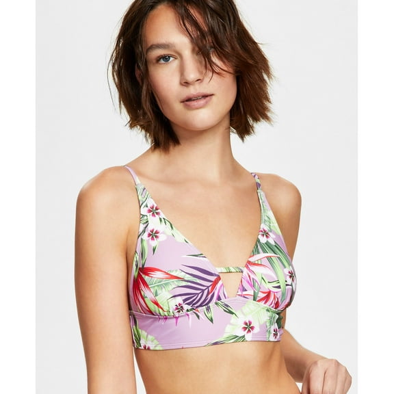 Salt Cove Womens Juniors Floral Print Banded Bikini Swim top