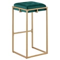 thumbnail image 2 of Nadia Square Padded Seat Bar Stool (Set of 2) Hunter Green and Gold, 2 of 11