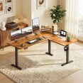thumbnail image 7 of L Shaped Standing Desk 63 x 47 inch, Height Adjustable Electric Corner Standing Desk, Sit-Stand Computer Desk for Home Office, Vintage and Brown, 7 of 7