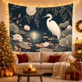 thumbnail image 3 of Heron in Lotus Pond Under Full Moon, Serene Watercolor for Nature Lovers, Asian Wildlife Wall Decor, Housewarming Gift, Tapestry Wall Hanging for Bedroom and Living Room, 3 of 7