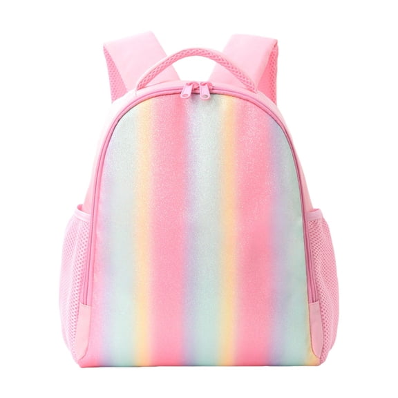 Rainbow Glitter Backpack, Lightweight Cute Sparkly Schoolbag Travel Daypack with Mesh Water Bottle Pockets(Camouflage)