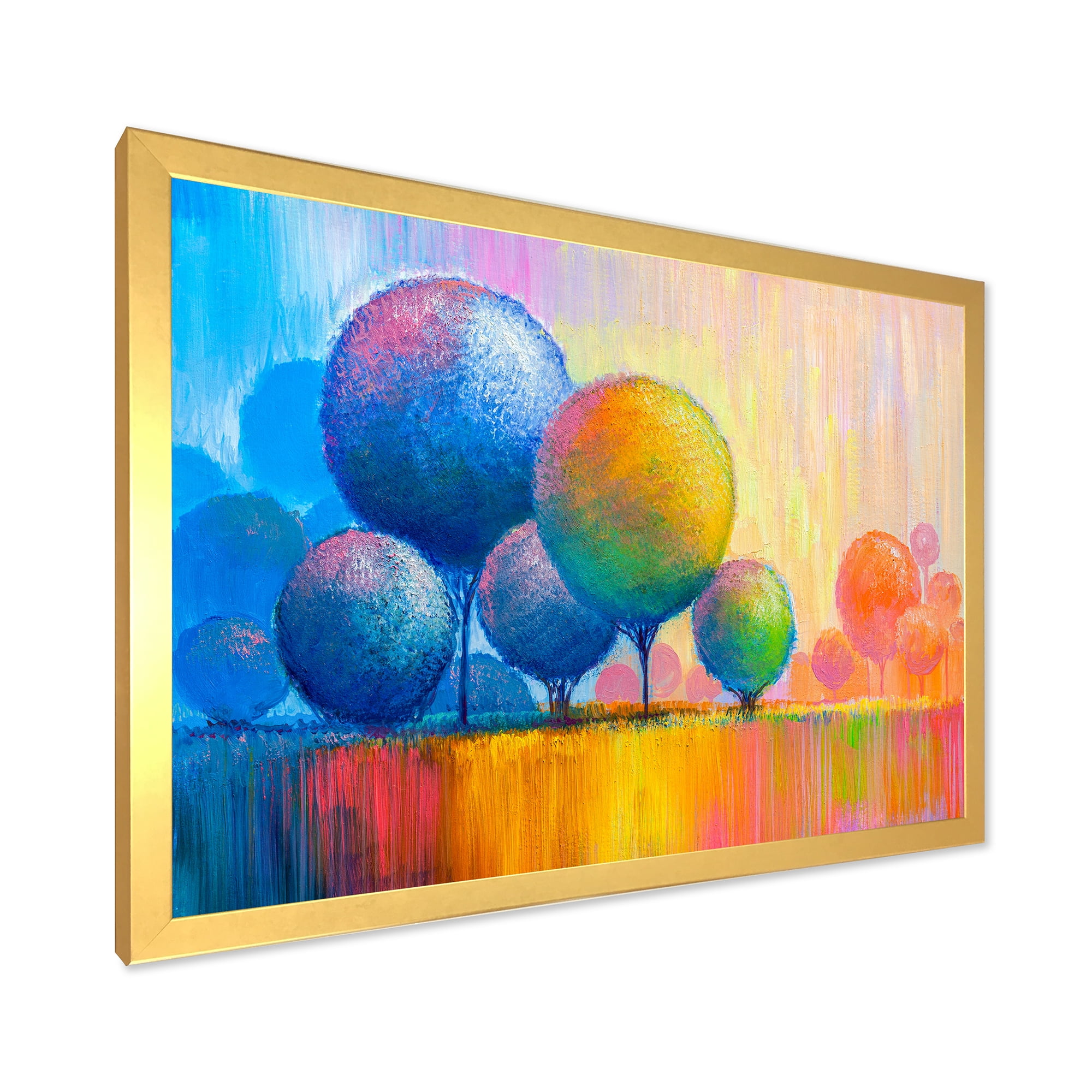 Designart 'Ornamental Colourful Trees VII' Modern Framed Art Print