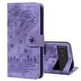 thumbnail image 1 of SaniMore Magnetic Wallet Case for Google Pixel 6A [RFID Blocking] Card Holder, Cartoon Embossing PU Leather Kickstand & Wrist Strap Shockproof Shell for Google Pixel 6A Girls Women, Purple, 1 of 6