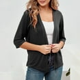 thumbnail image 3 of Lixiuxyad Womens Open Front Cardigan Women's Lightweight Cardigan Elegant Sun Knit Sweater Soft Loose Fit Casual Cover Up Outerwear Comfortable Stretchy Sleeve,Black, 3 of 5
