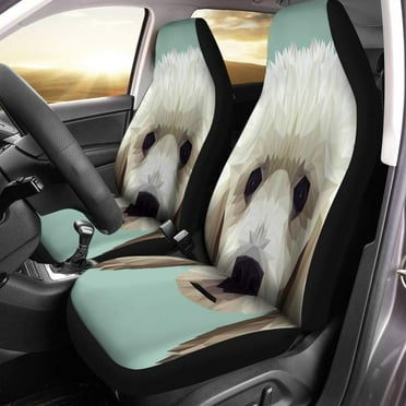 FMSHPON Set of 2 Car Seat Covers Face Poodle Dog Low Poly Triangle Abstract Beautiful Universal Auto Front Seats Protector Fits for Car,SUV Sedan,Truck