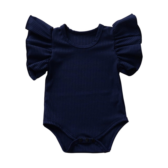 Gupgi Combinaison à Volants Baby Summer Rompers, Col Rond, Couleur Unie