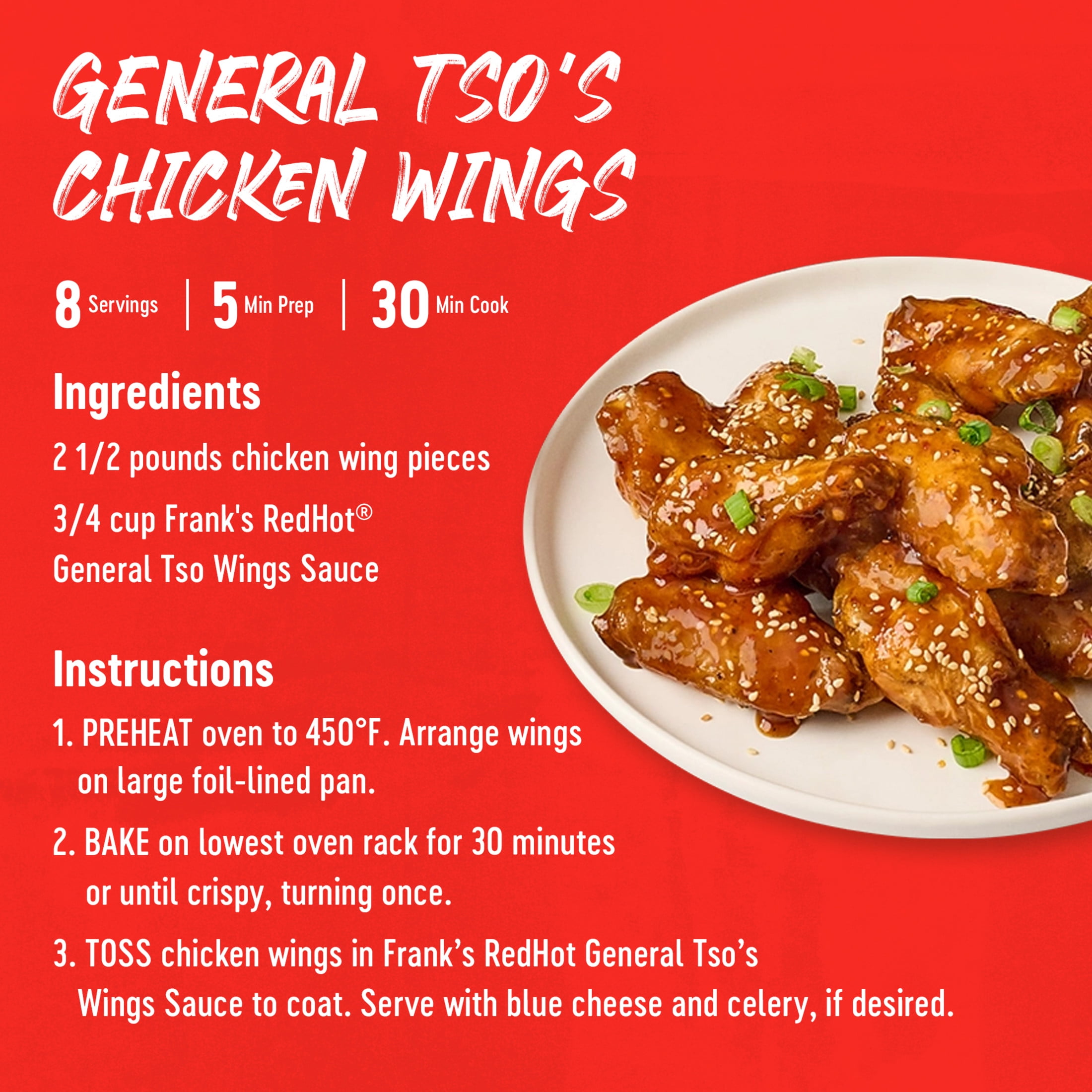 (3 pack) Frank's RedHot Kosher General Tso Wings Sauce, 12.0 fl oz Bottle