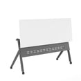 thumbnail image 4 of Emma + Oliver Heavy-Duty Flip Top Training Table with Nesting Design, Privacy Panel, Y-Legs, 1" White Tabletop, Gray Metal Frame - 60" x 24", 4 of 13