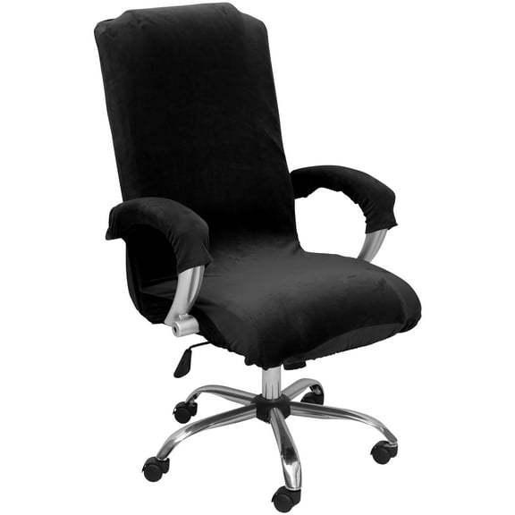 Pcapzz Computer Office Chair Cover with Armrest Chair Protector Cover Velvet Plush Stretch Desk Chair Cover Machine Washable Removable Stretchable Universal Rotating Chair Cover for Indoor