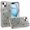 Gold, variant on For iPhone 15 Charming Hearts Bling Diamonds Stones Chrome Hybrid Case - Silver