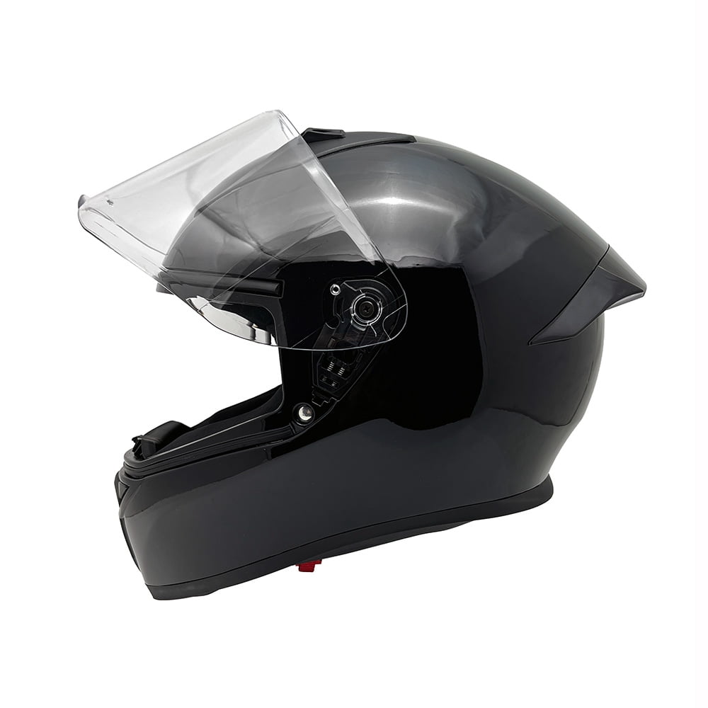 MMG Motorcycle Full Face Helmet DOT - Shiny Black, BOLT M38 (Large)