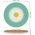 thumbnail image 2 of Round Drink Coasters, 4 Pcs White Daisy Flower Absorbent Ceramic Coaster with Cork Base for Coffee Cups Housewarming Gift for Home Decor, 2 of 5