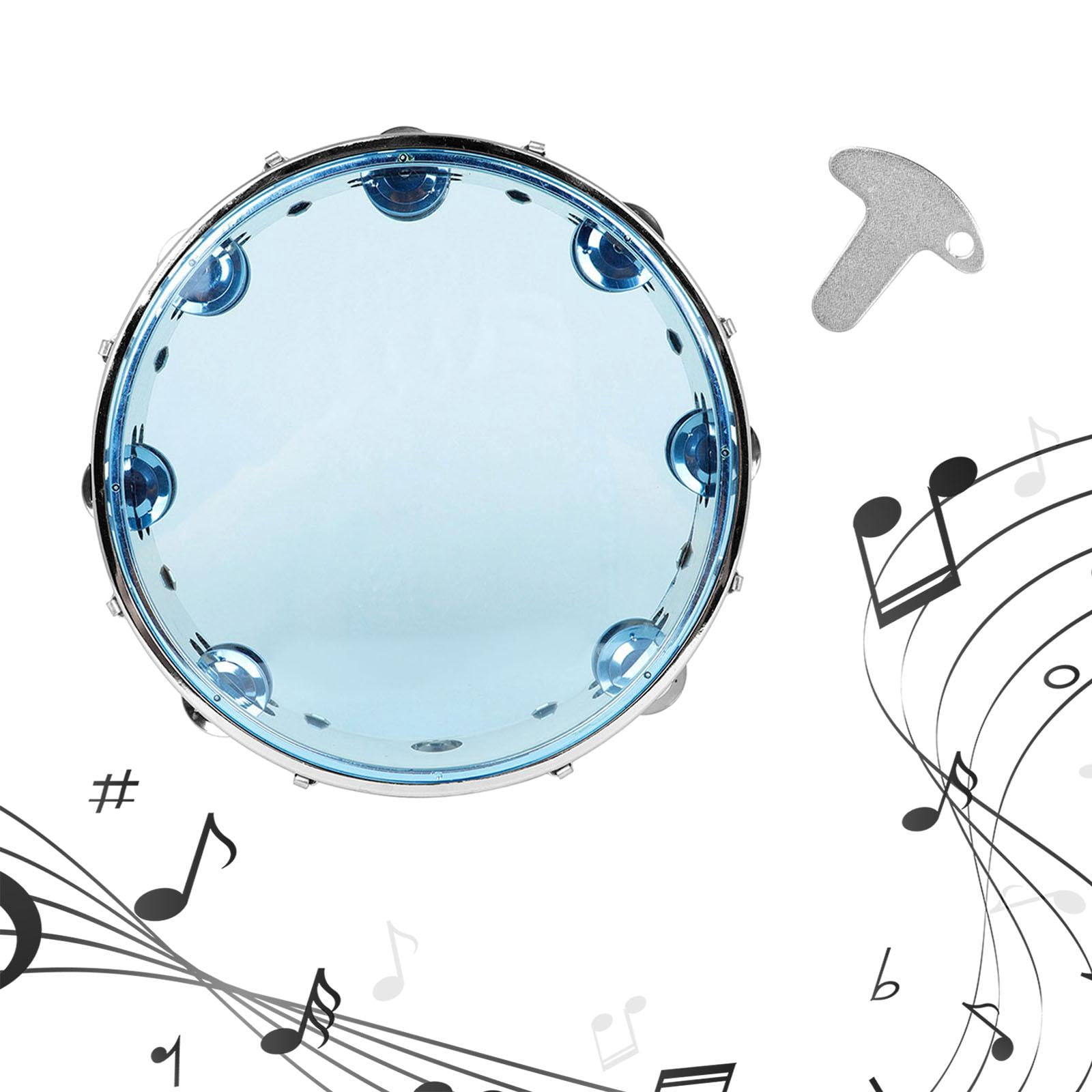 Rushawy Tambourine 10 inch Capoeira Double Row Hand Held Drum for School Child Dance blue