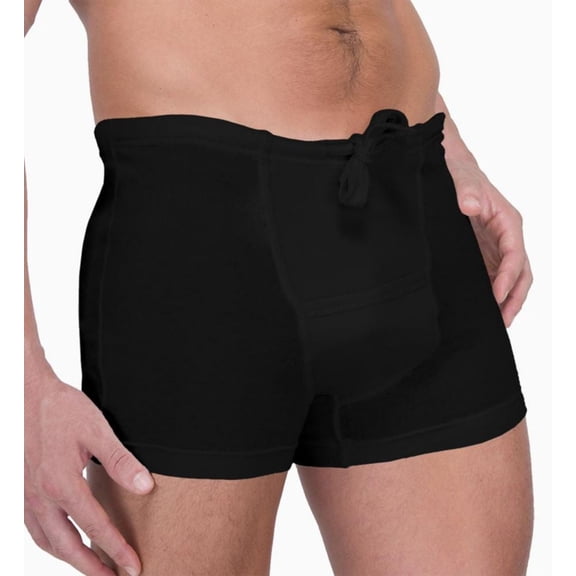 Men's Cottonique M17760 Latex Free Organic Cotton Drawstring Boxer Brief (Black 2XL)