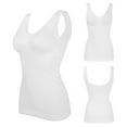 thumbnail image 2 of WTXUE Camisole | Plus Size Shapewear Wirefree Women Shapewear Tank Tops Seamless Compression Vest Body Shaper Tank Top with Chest Pads | 1 Piece White L, 2 of 9