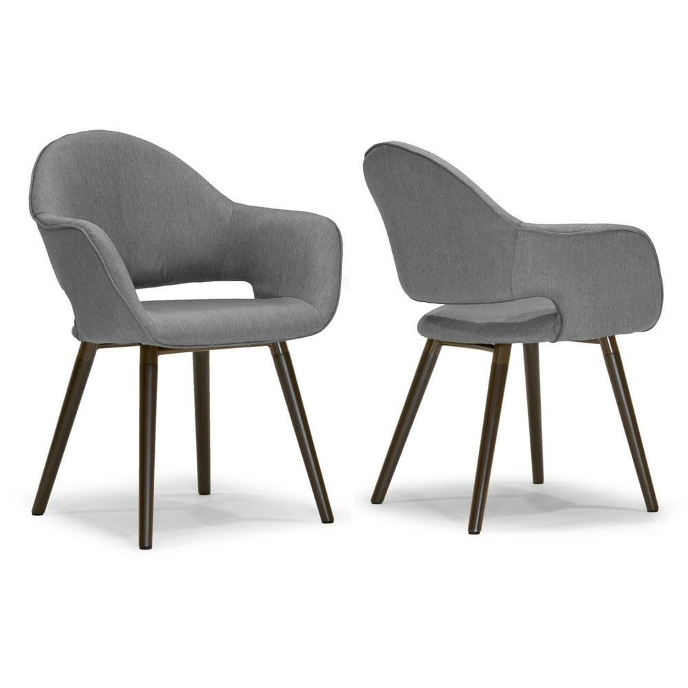 Set of 2 Adel Modern Grey Arm Chair Dining Chair with Beech Legs ...