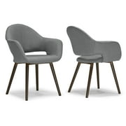 Set of 2 Adel Modern Grey Arm Chair Dining Chair with Beech Legs