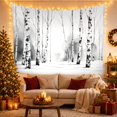 thumbnail image 3 of Birch Forest in Winter Snow with Misty Atmosphere, Serene Watercolor for Nature Lovers, Monochromatic Woodland Art, Housewarming Gift, Tapestry Wall Hanging for Bedroom and Living Room, 3 of 7