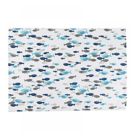 

Sacredtree 4pcs Kitchen Tea Towels Pure Cotton 40x60cm（15.7*23.6 ） Blue Mediterranean Fish Printing Cloth Napkins Table Diner Napkins For Wedding