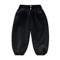 thumbnail image 4 of GigrtiJin 6 Months-12 Years Infant Baby Cotton Athletic Pants Elastic Waisted Drawstring Cinch Bottom Activewear Long Pants with Pocket, 4 of 6