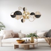 Large Wall Clock Battery Operated,Modern Silent Non-Ticking Metal Wall Art,Horizontal or Vertical Hanging for Living Room, Office, or Entryway (34)(34)