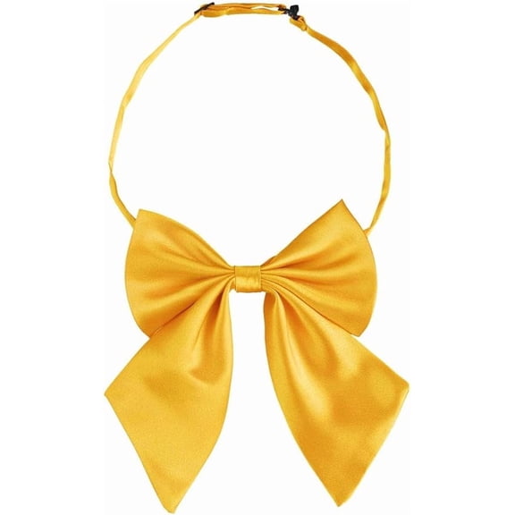 Yellow Adjustable Solid Color Pre-tied Bowknot Halter Neck Bow Tie for Women Costume Accessory