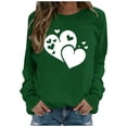 thumbnail image 2 of Fartey Chandail en Molleton Graphique Cœur d'Amour pour Femmes Doux Confortable à Manches Longues Pulls Décontractés Col Rond Tops de Vacances Mode Chandails en Molleton de la Saint-Valentin en Solde Vert, 2 of 4