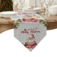 thumbnail image 4 of Table Runner Dresser Scarves Merry Christmas Santa Claus Gift Cotton Linen Burlap Table Cover Holly Cardinal on Wooden Table Runners for Family Kitchen Dining Holiday Party Banquet Decor, 4 of 5