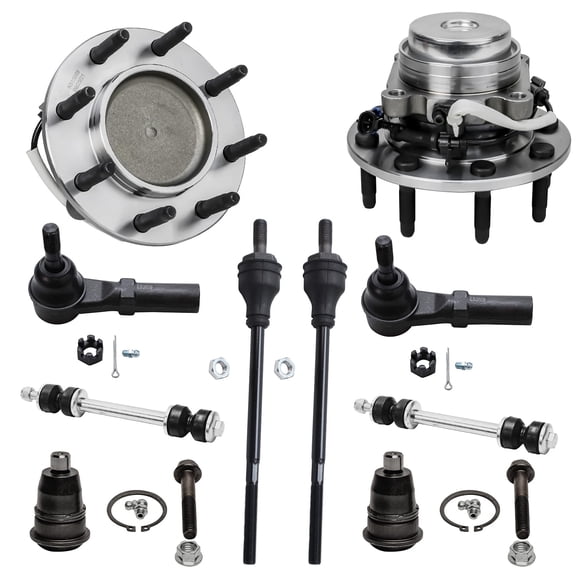 Detroit Axle - Front 10pc Suspension Kit for 03-17 Chevy Express GMC Savana 2500 3500, Wheel Bearing Hubs Ball Joints Tie Rods Sway Bars Replacement