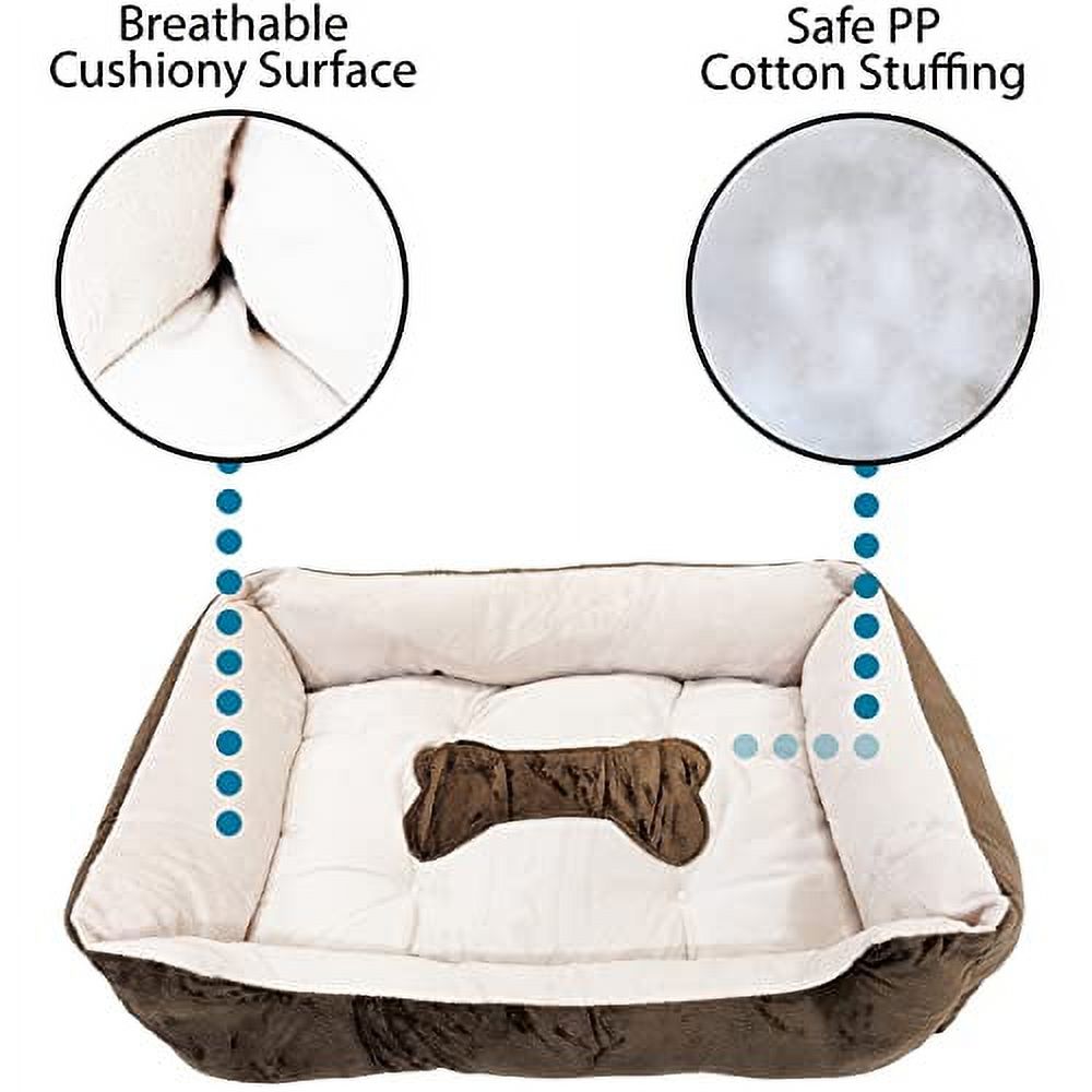 Small 24"×18" Luxury Pet Bed for Dogs or Cats - Super Soft, Machine Washable, Waterproof Non-Slip Underside, Low Front Wall for Easy Entering & Exiting