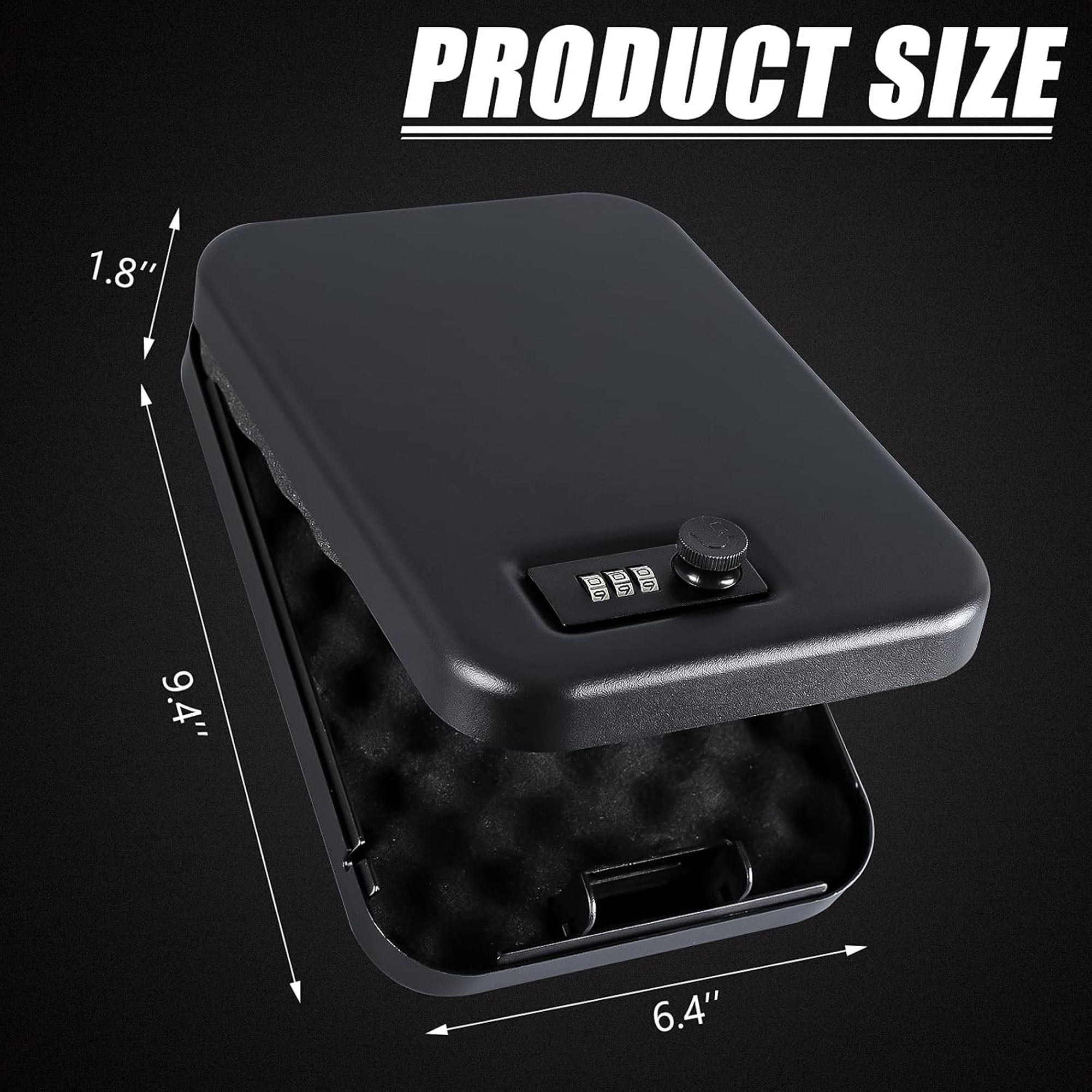 Gun Safe for Pistols Small Handgun Lock Box with Combination Lock Portable Travel Pistol Safe for Car, Home, Travel