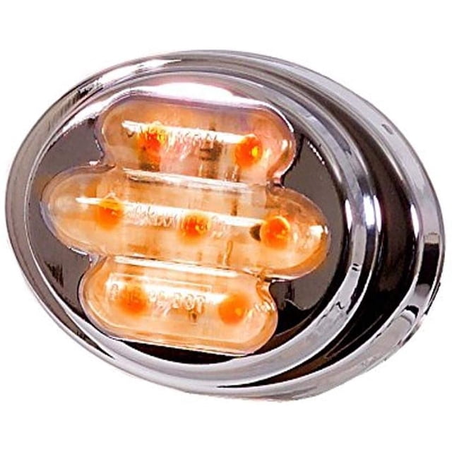 Maxxima M36180YCL Amber Clear Lens Mini Oval Clearance Marker Light with Stainless Steel Bezel