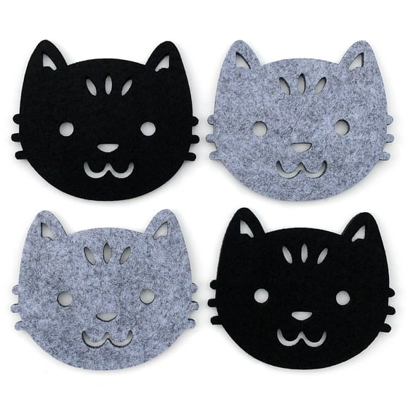 Everyday Fun Felt Coasters, Set of 4 (Cutie Kitty)
