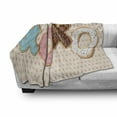 thumbnail image 3 of XOXO Soft Flannel Fleece Throw Blanket, Illustration of Delicious Donuts as Kisses Word Shape Polka Dotted Backdrop, Cozy Plush for Indoor and Outdoor Use, 70" x 90", Multicolor, by Ambesonne, 3 of 6