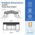 thumbnail image 6 of MUCHANT 20’X20’ Outdoor Heavy-Duty Carport Galvanized Steel Roof with Reinforced Stable Triangle Frame & Enhanced Base for Car, Pickup and Truck, 6 of 8