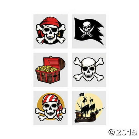 Pirate Temporary Tattoos - 72 Pieces