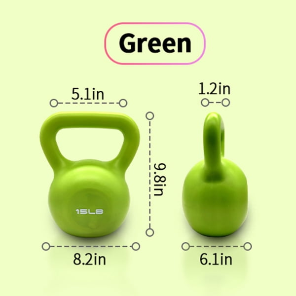 15lb Strength Training Kettlebell, Vinyl Coated Weight for Women & Beginners, Wide Grip Kettle Bell for Home Gym & Body Sculpting