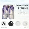 thumbnail image 3 of Cauagu Lavender Blooms Window Print Mens Swim Trunks Quick Dry Board Shorts Swim Shorts with Compression Liner Bathing Suits-3X-Large, 3 of 6